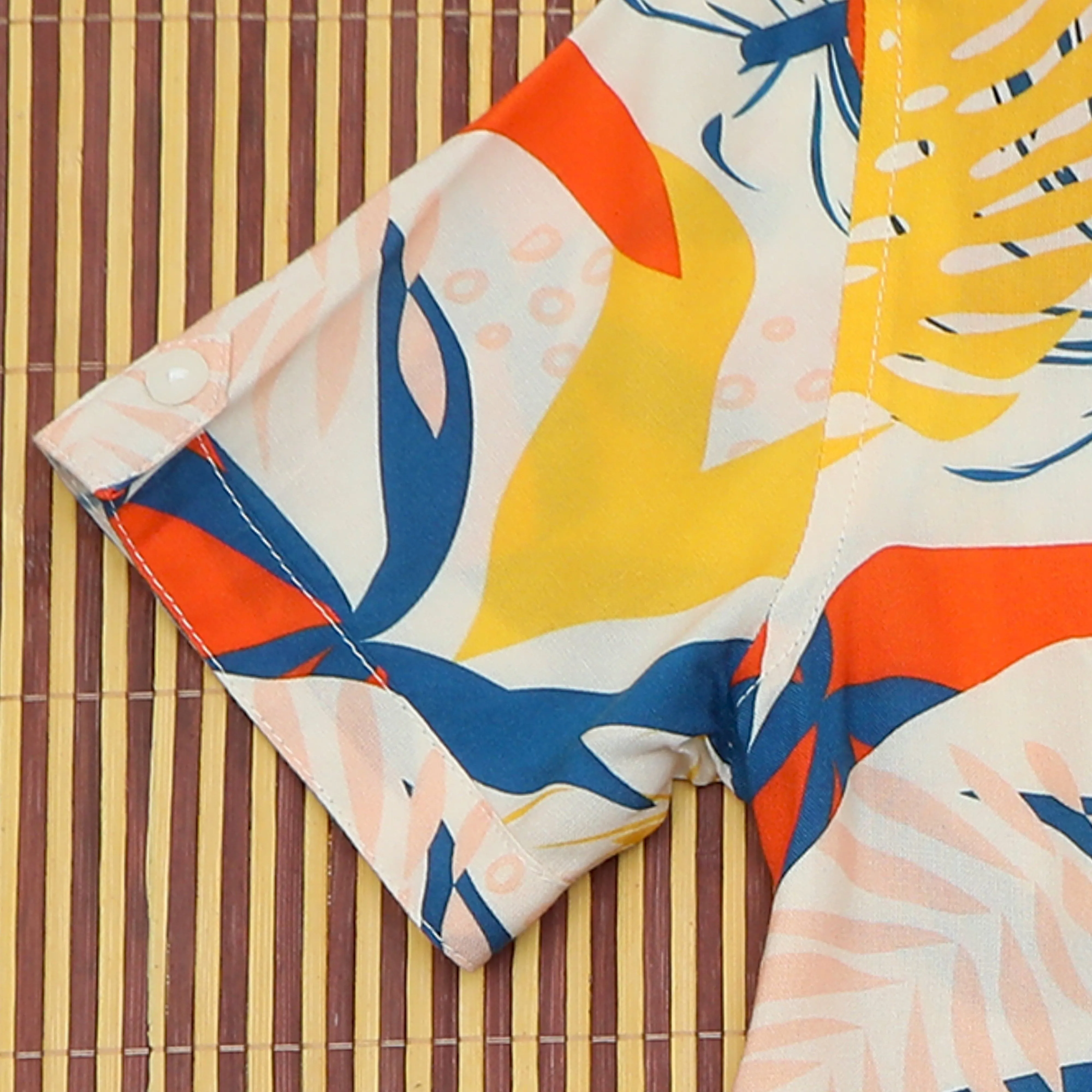 Boys Tree Print Shirt Blue Yellow