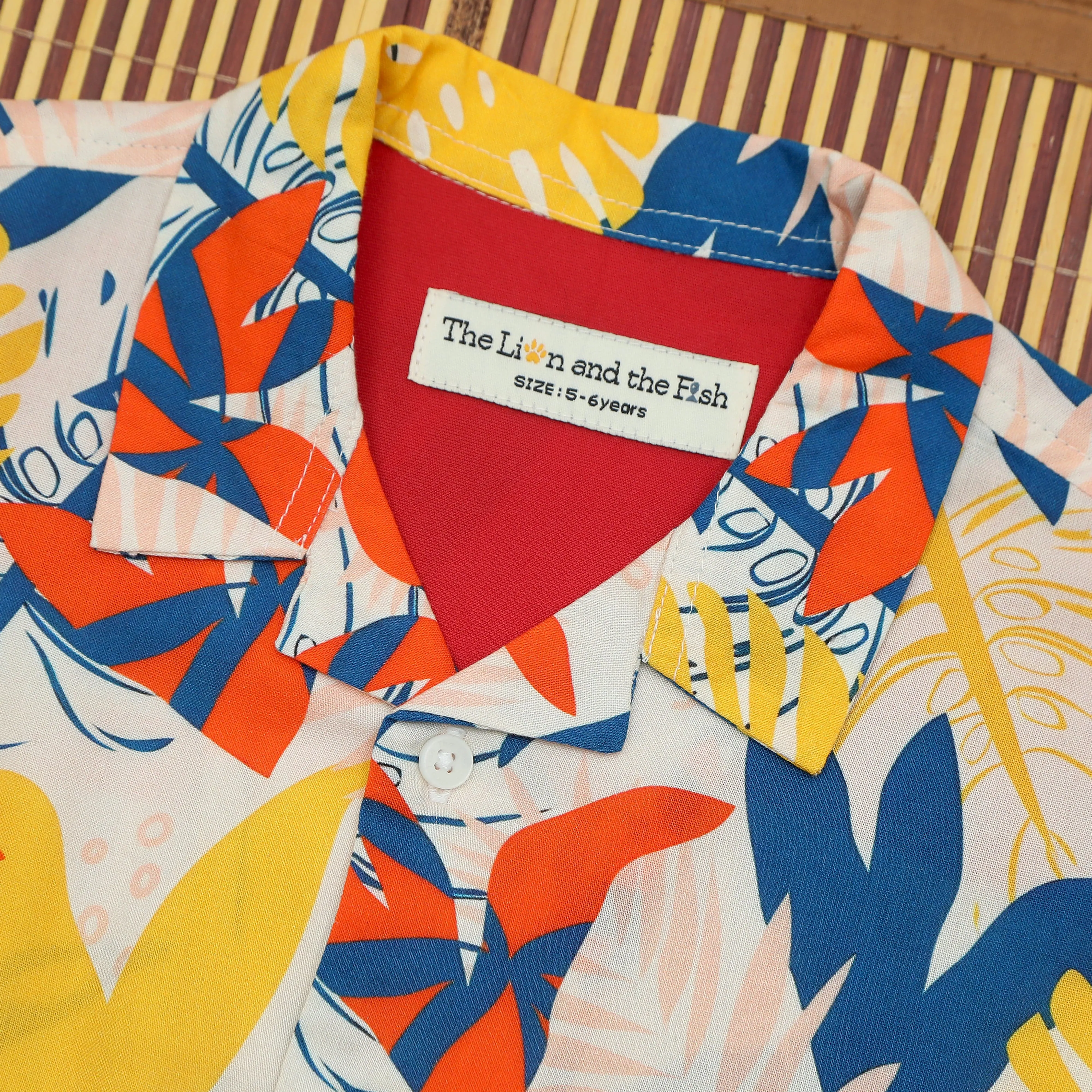 Boys Tree Print Shirt Blue Yellow
