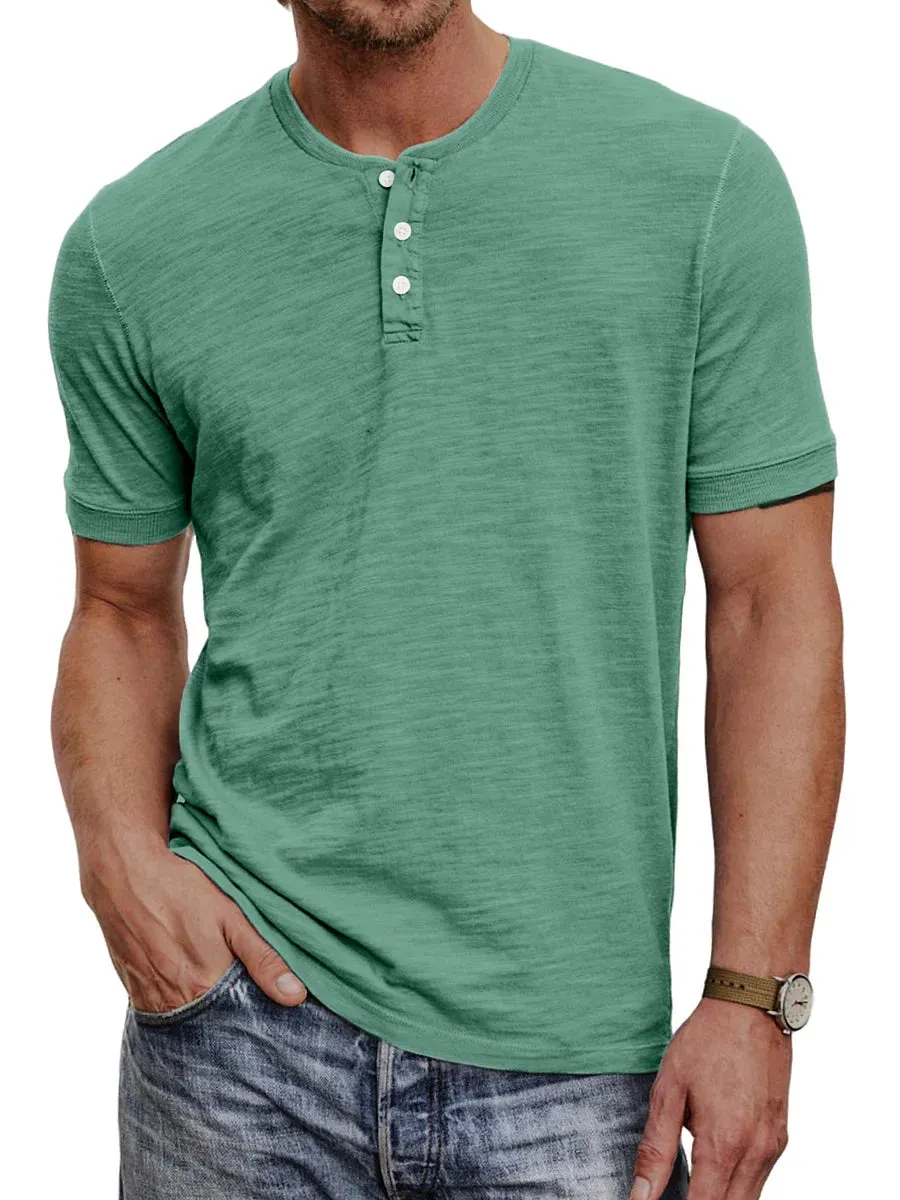 Breathable Shortsleeve Henley T Shirt for Men