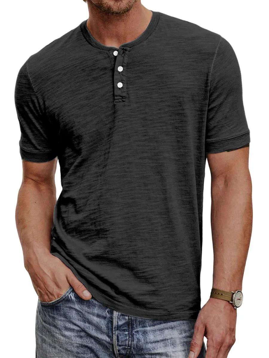 Breathable Shortsleeve Henley T Shirt for Men