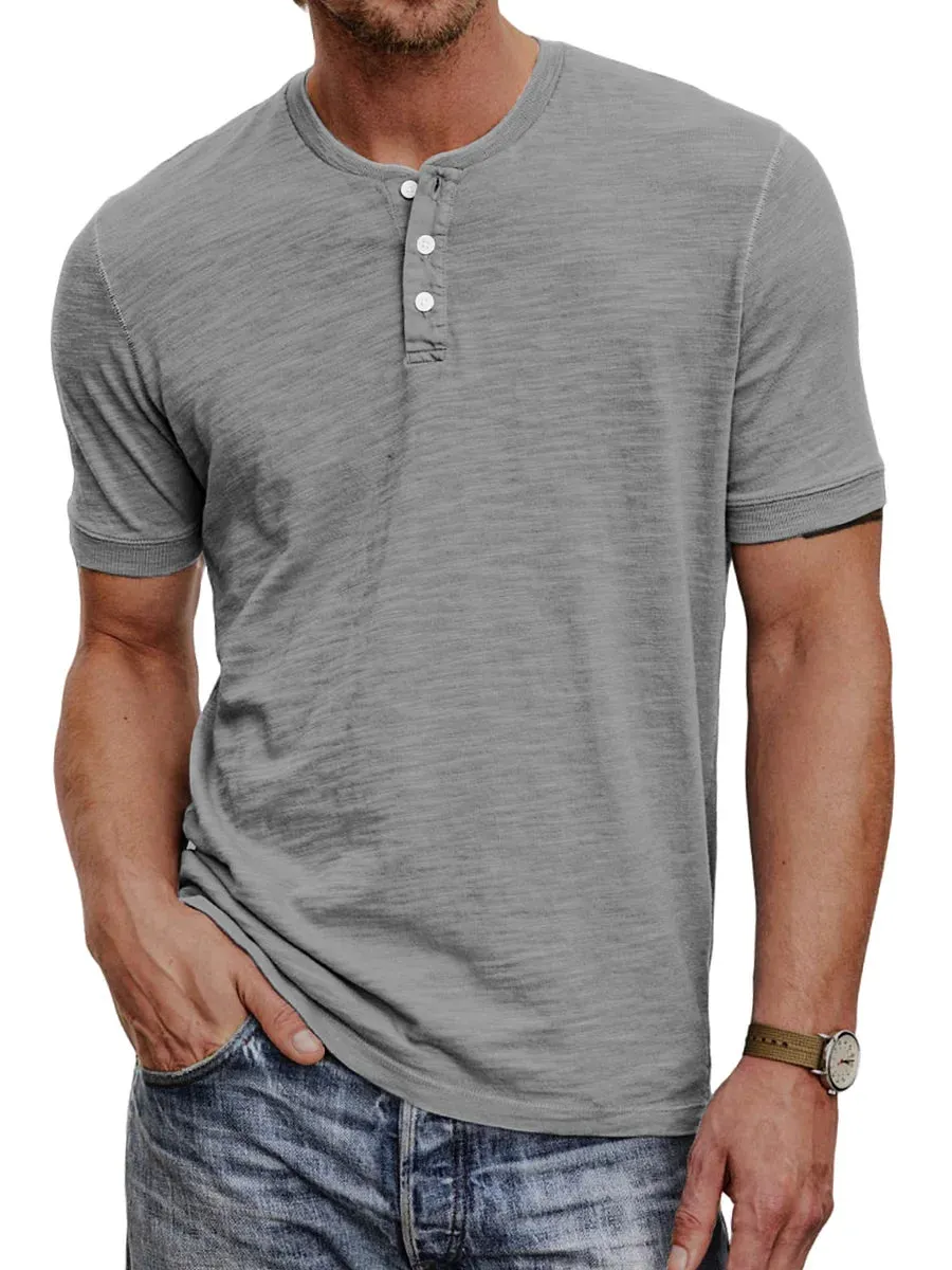 Breathable Shortsleeve Henley T Shirt for Men
