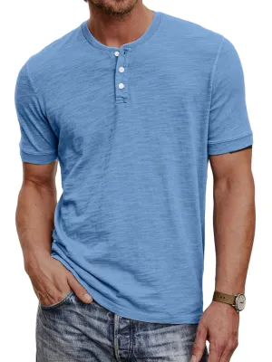 Breathable Shortsleeve Henley T Shirt for Men