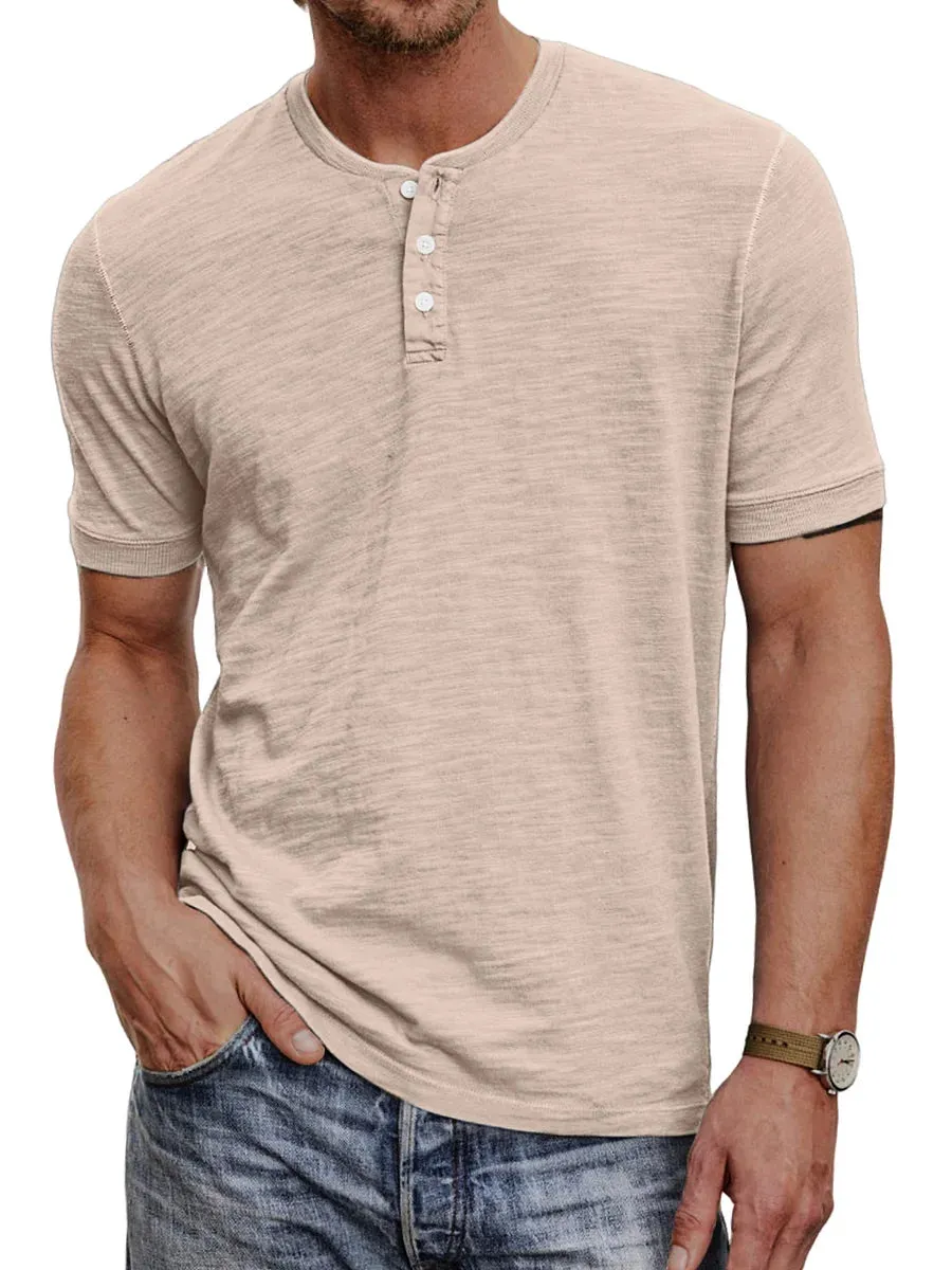 Breathable Shortsleeve Henley T Shirt for Men