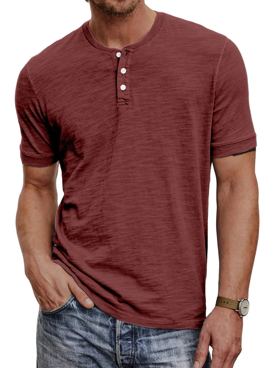 Breathable Shortsleeve Henley T Shirt for Men