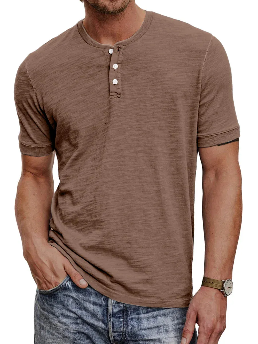 Breathable Shortsleeve Henley T Shirt for Men