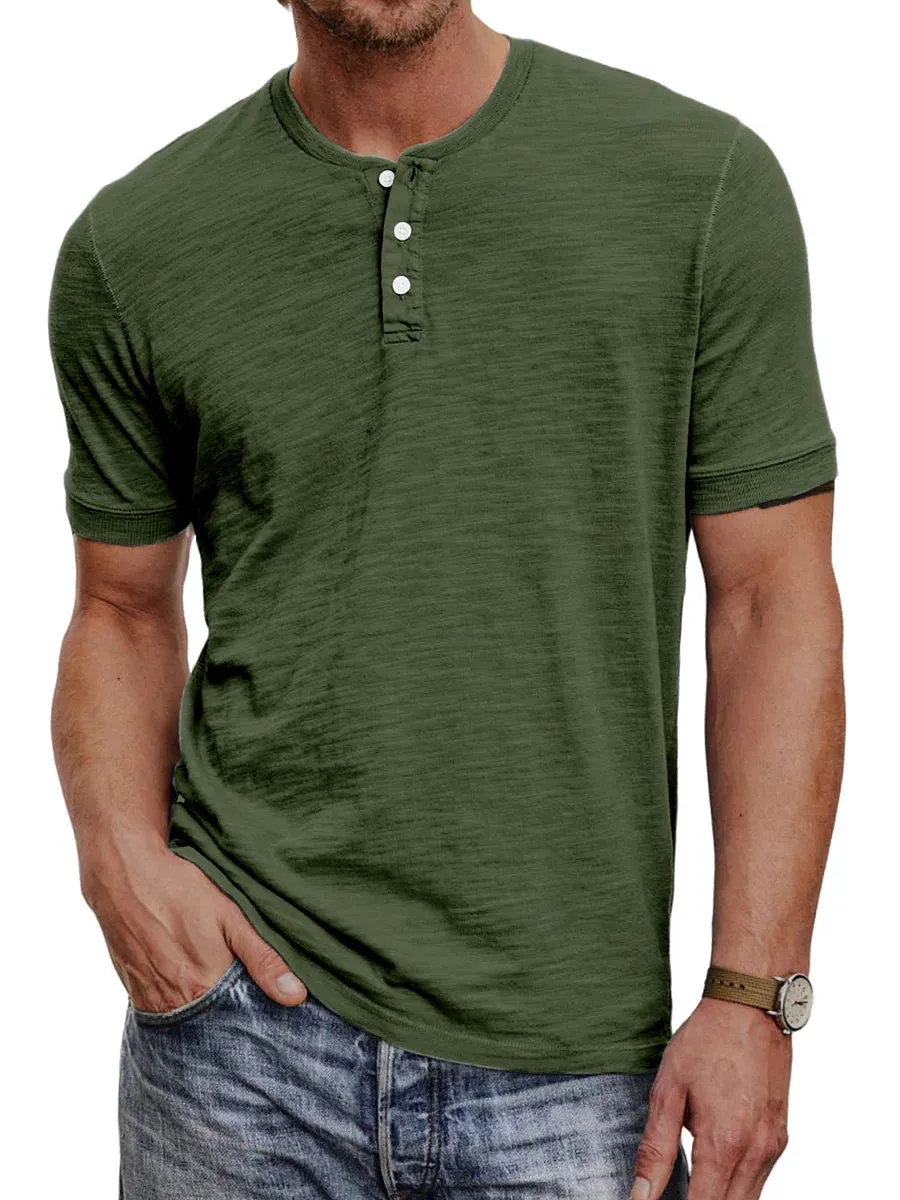 Breathable Shortsleeve Henley T Shirt for Men