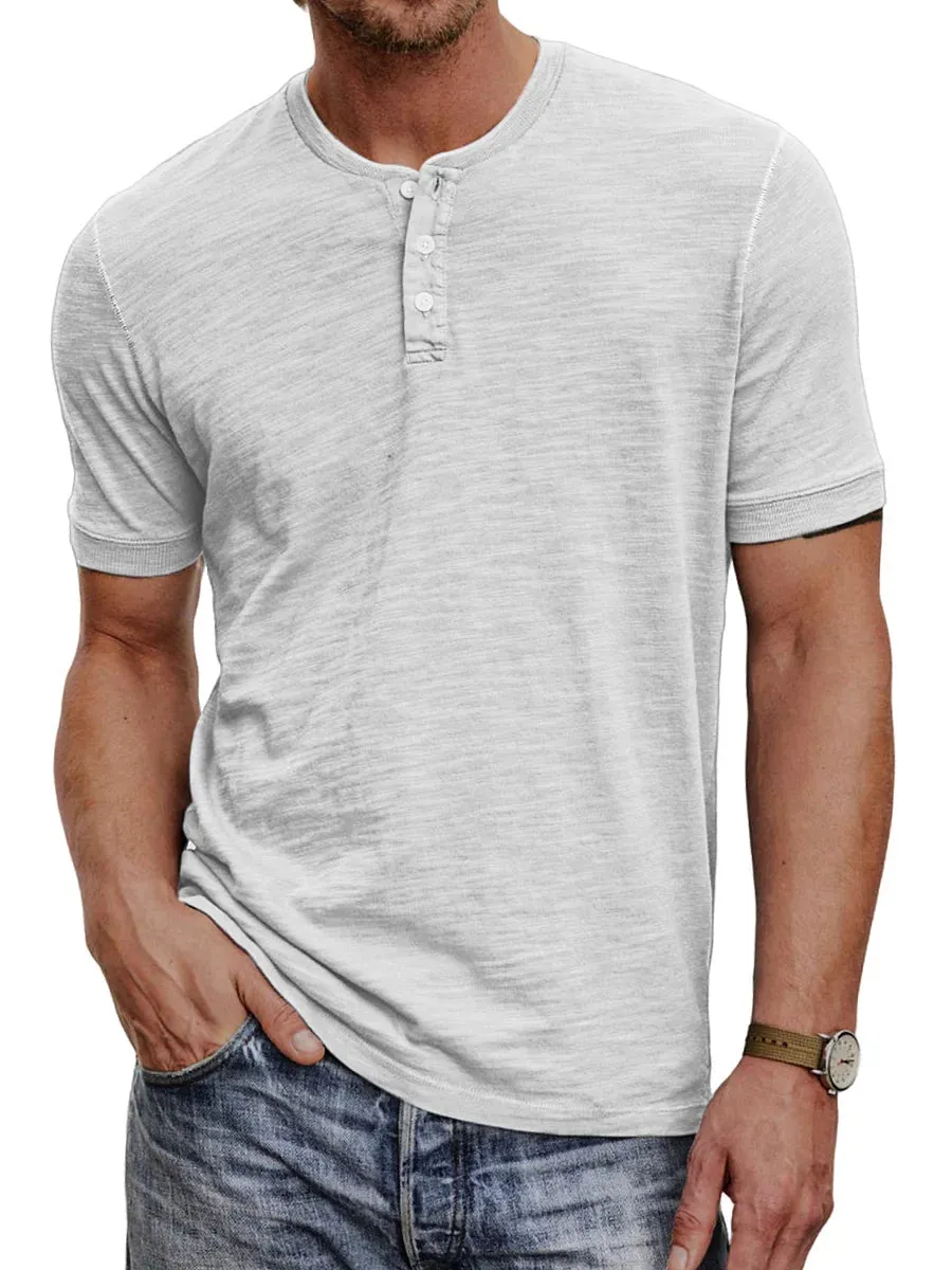 Breathable Shortsleeve Henley T Shirt for Men