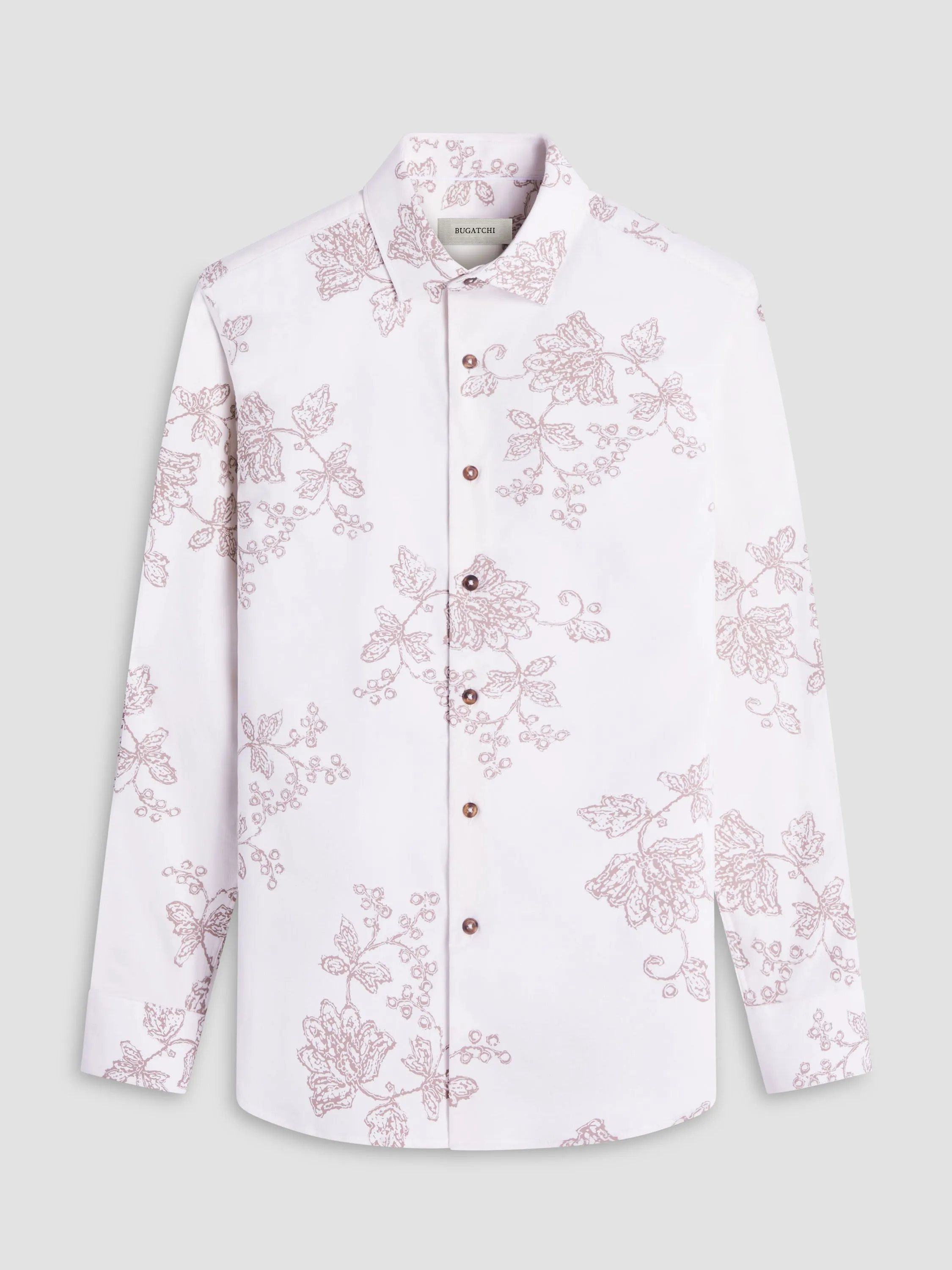 Bugatchi Woven Julian Long Sleeve Shirt - Chalk