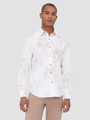 Bugatchi Woven Julian Long Sleeve Shirt - Chalk