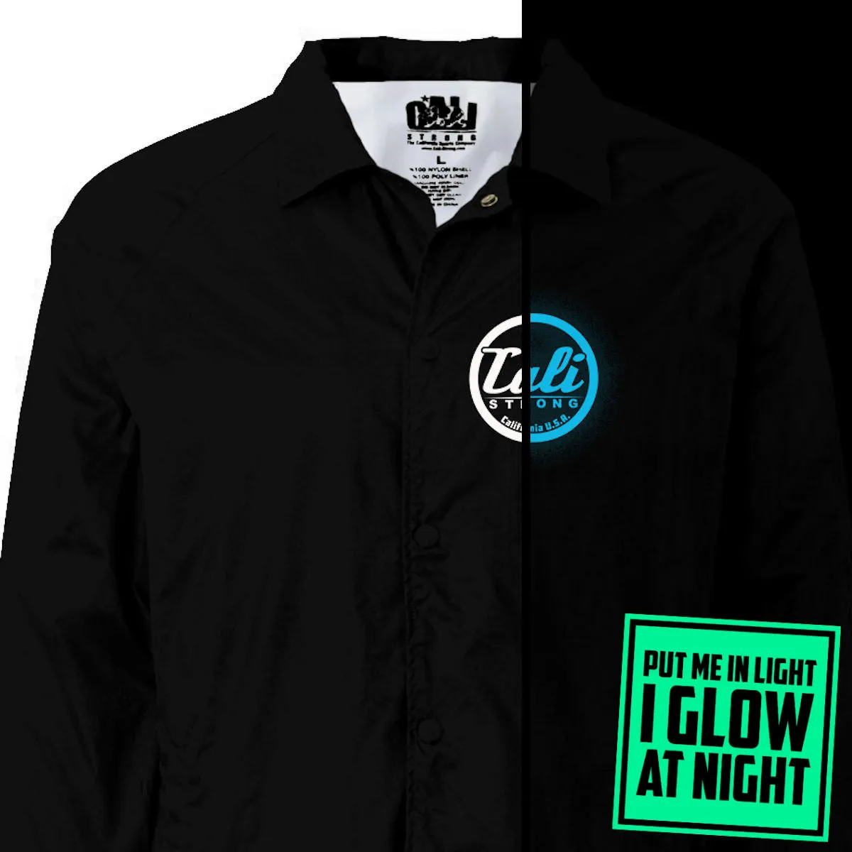 CALI Strong Coaches Jacket Black Glow in the Dark