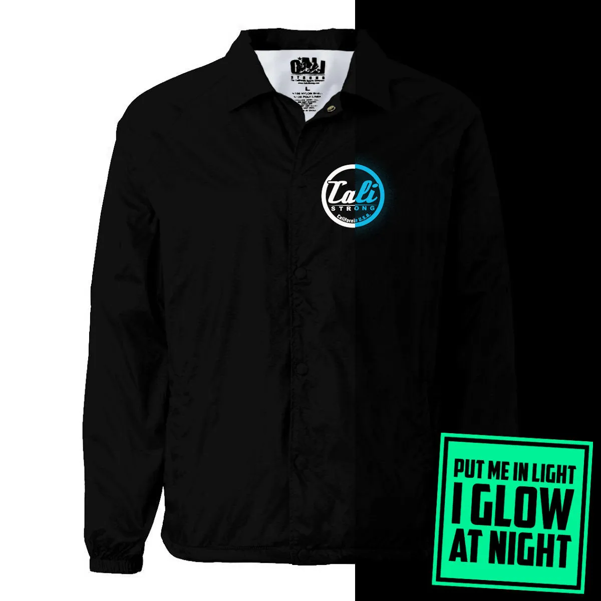 CALI Strong Coaches Jacket Black Glow in the Dark