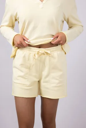 C&C California Carmen Sunwashed French Terry Shorts for Women in Yellow | 89J03125-BEIGE