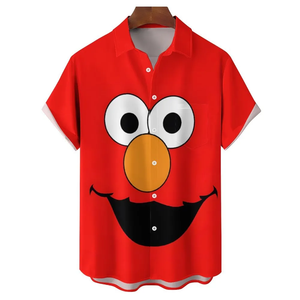 Casual Short-Sleeved Shirt Worn By Cartoon Characters With Friends 2401000301