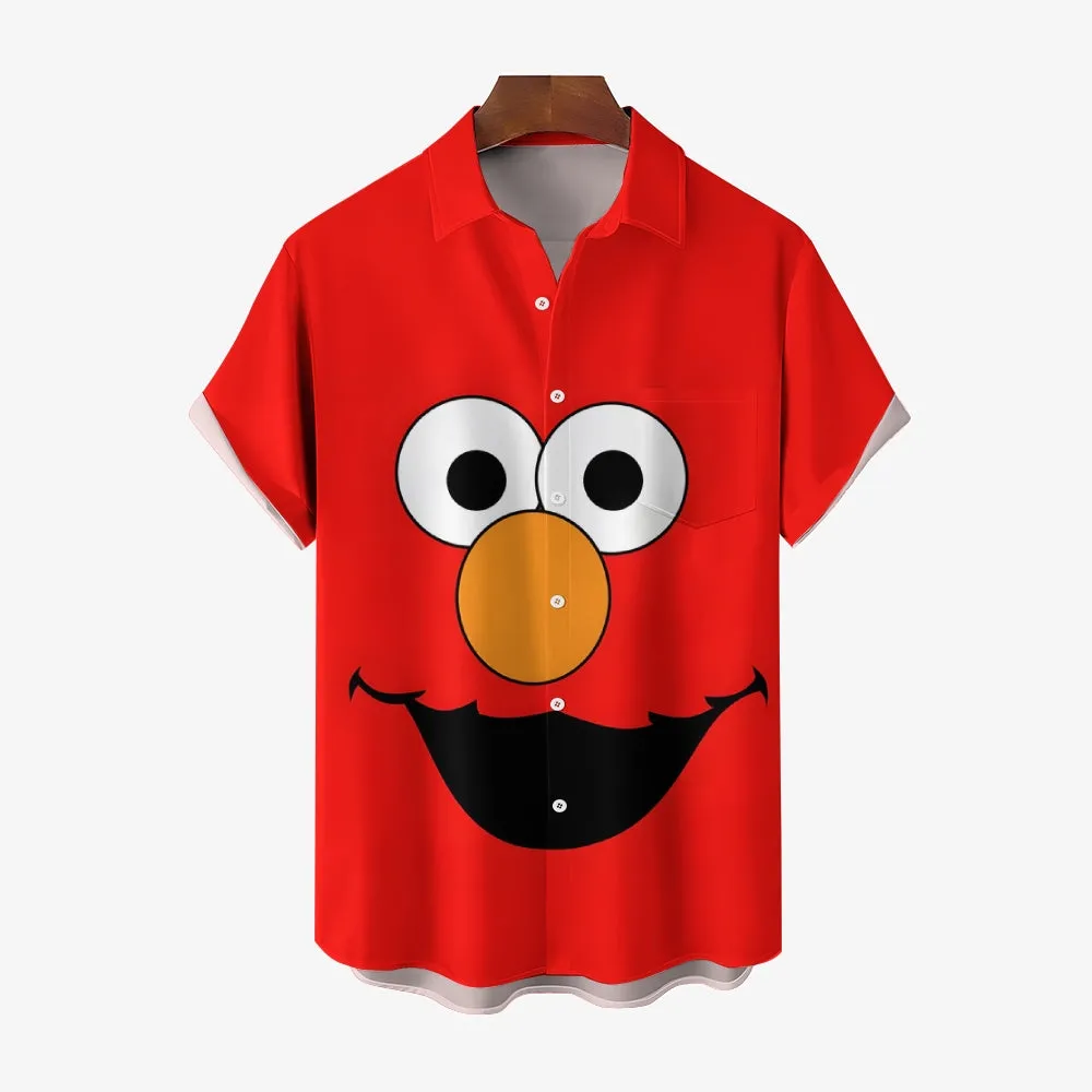Casual Short-Sleeved Shirt Worn By Cartoon Characters With Friends 2401000301