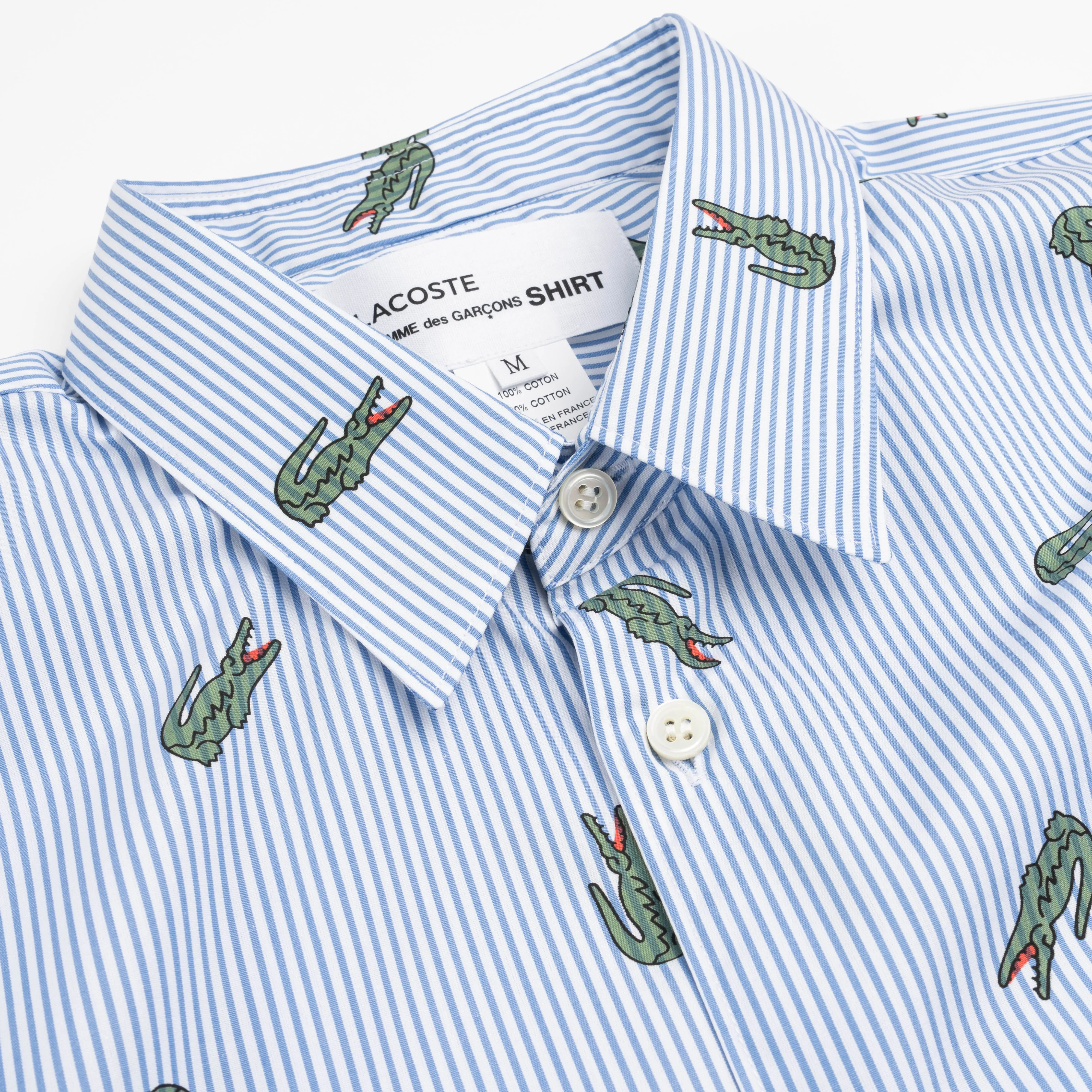 CDG SHIRT Lacoste Print Shirt FL-B004-W23 Blue Stripe