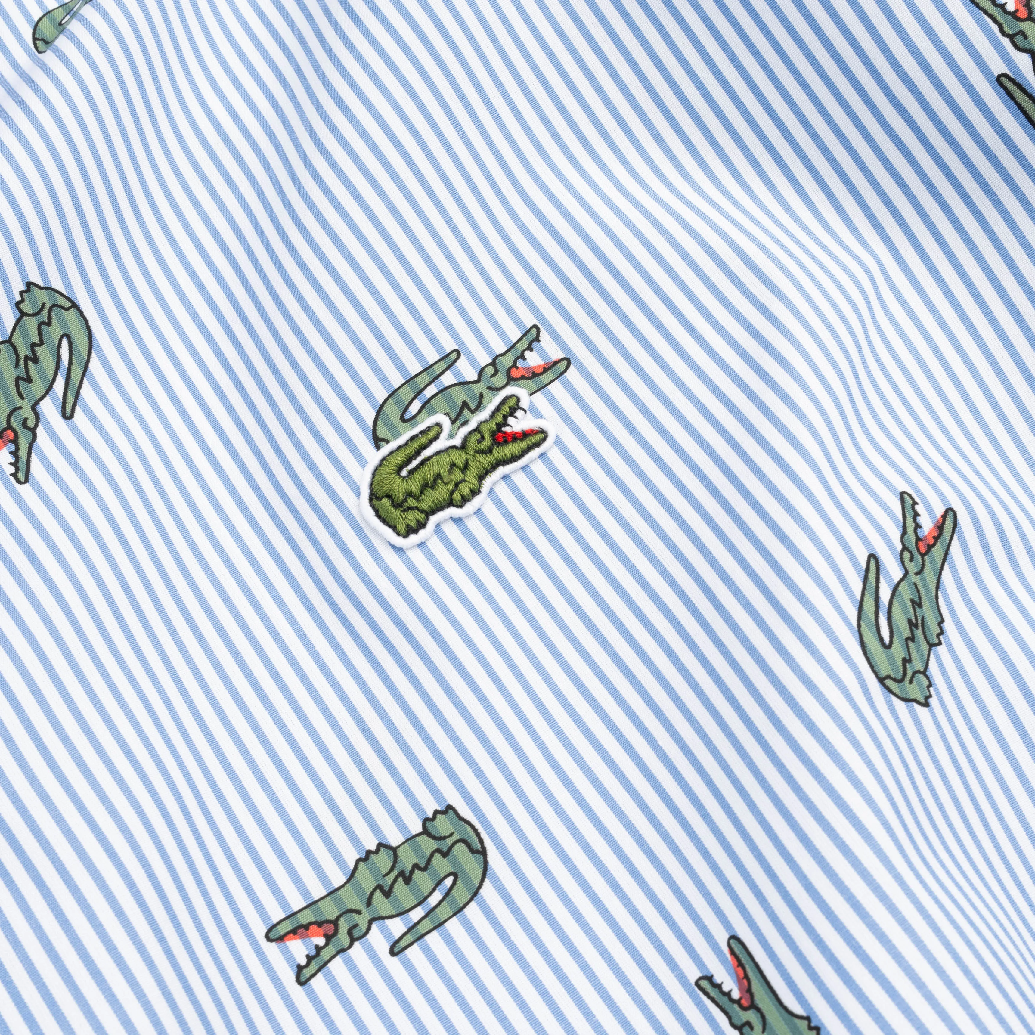 CDG SHIRT Lacoste Print Shirt FL-B004-W23 Blue Stripe