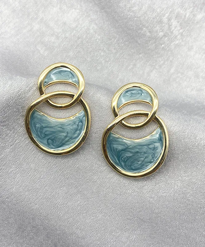 Chic Blue Copper Overgild Hoop Earrings