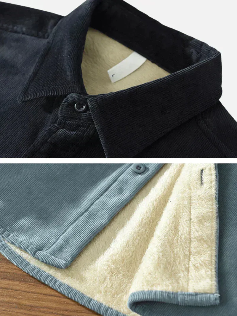 Chic Men's Corduroy Overshirt Jacket with Pockets