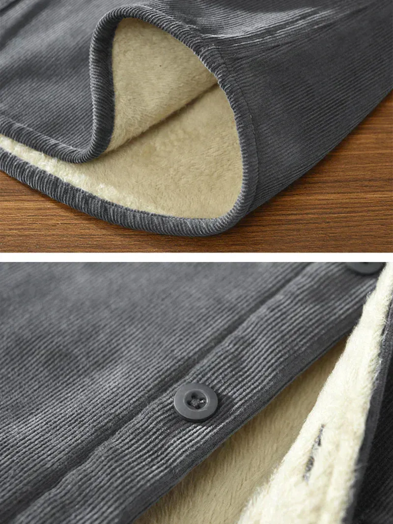 Chic Men's Corduroy Overshirt Jacket with Pockets