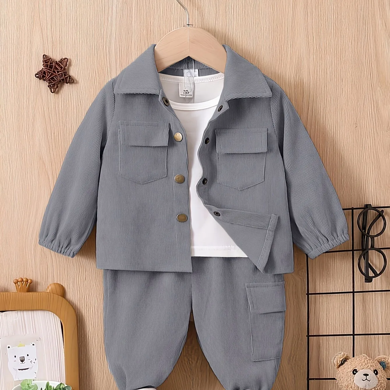 Children's suit boys' autumn and winter clothes baby fashion work clothes 2-piece boy's sports suit children