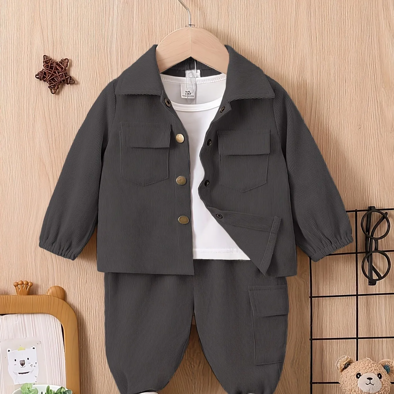 Children's suit boys' autumn and winter clothes baby fashion work clothes 2-piece boy's sports suit children
