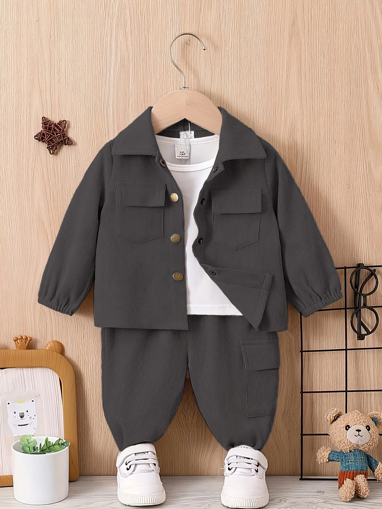 Children's suit boys' autumn and winter clothes baby fashion work clothes 2-piece boy's sports suit children