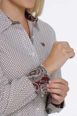 Cinch Women’s Arena Ready White/Red Shirt