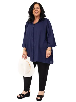 Classic Collar Blouse - Navy