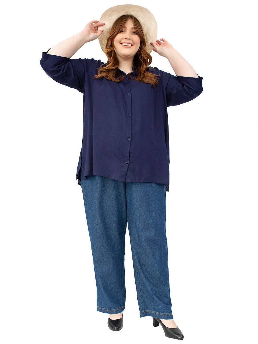 Classic Collar Blouse - Navy