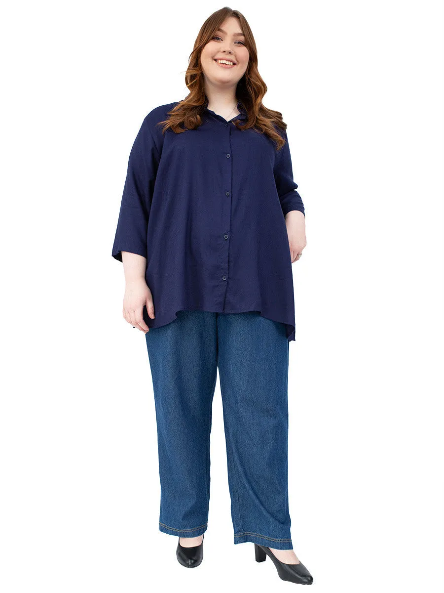 Classic Collar Blouse - Navy