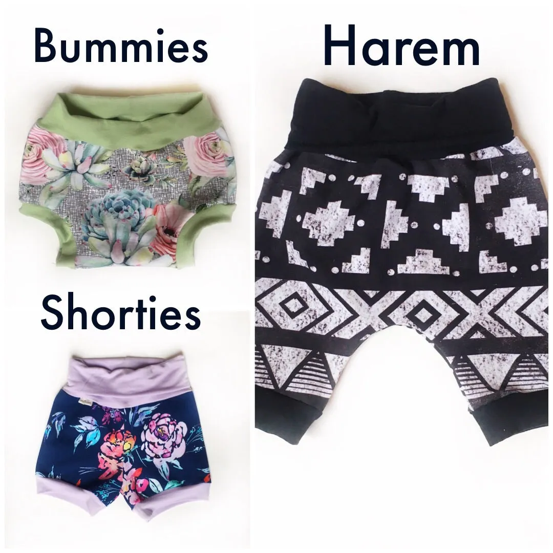 Classic Stripes Harem Shorts, Grow-With-Me