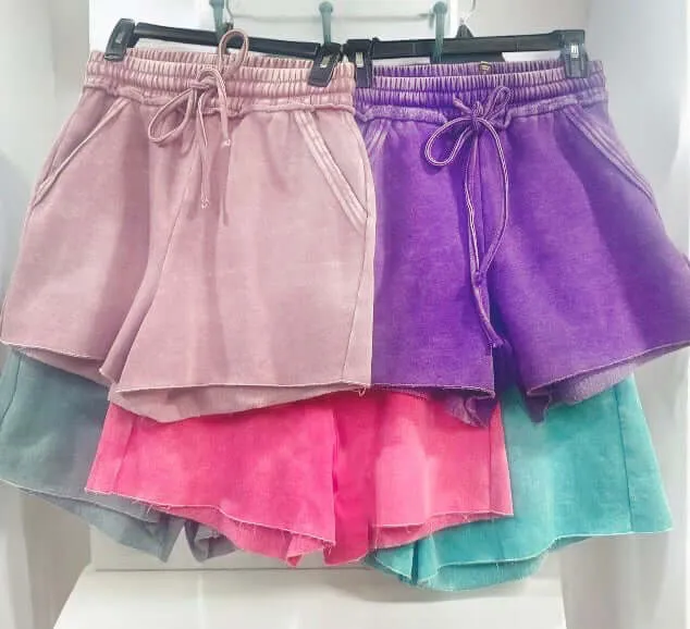 COASTAL CRUSH SHORTS - ZENANA (dusty rose)