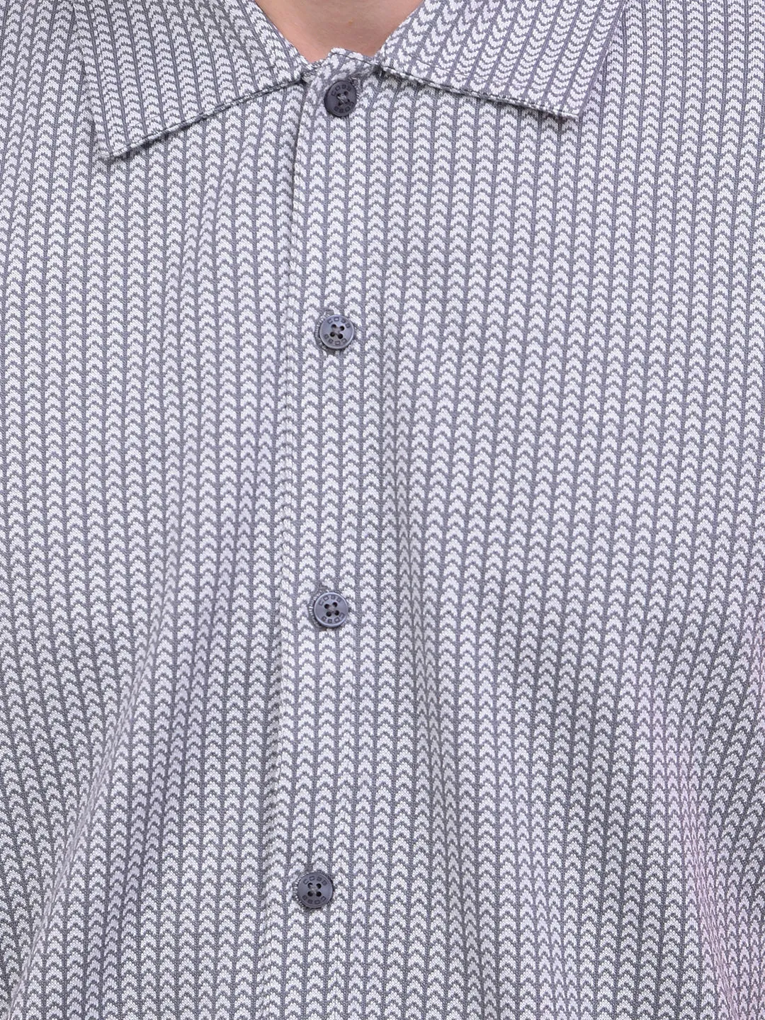 COBB GREY SELF-DESIGN HALF-SLEEVE CASUAL SHIRT