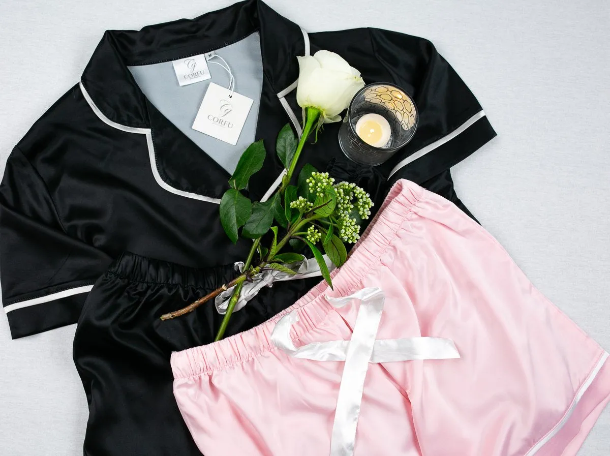 CORFU SOFT STRETCH LUXE SATIN PJS SHORT PINK/PINK