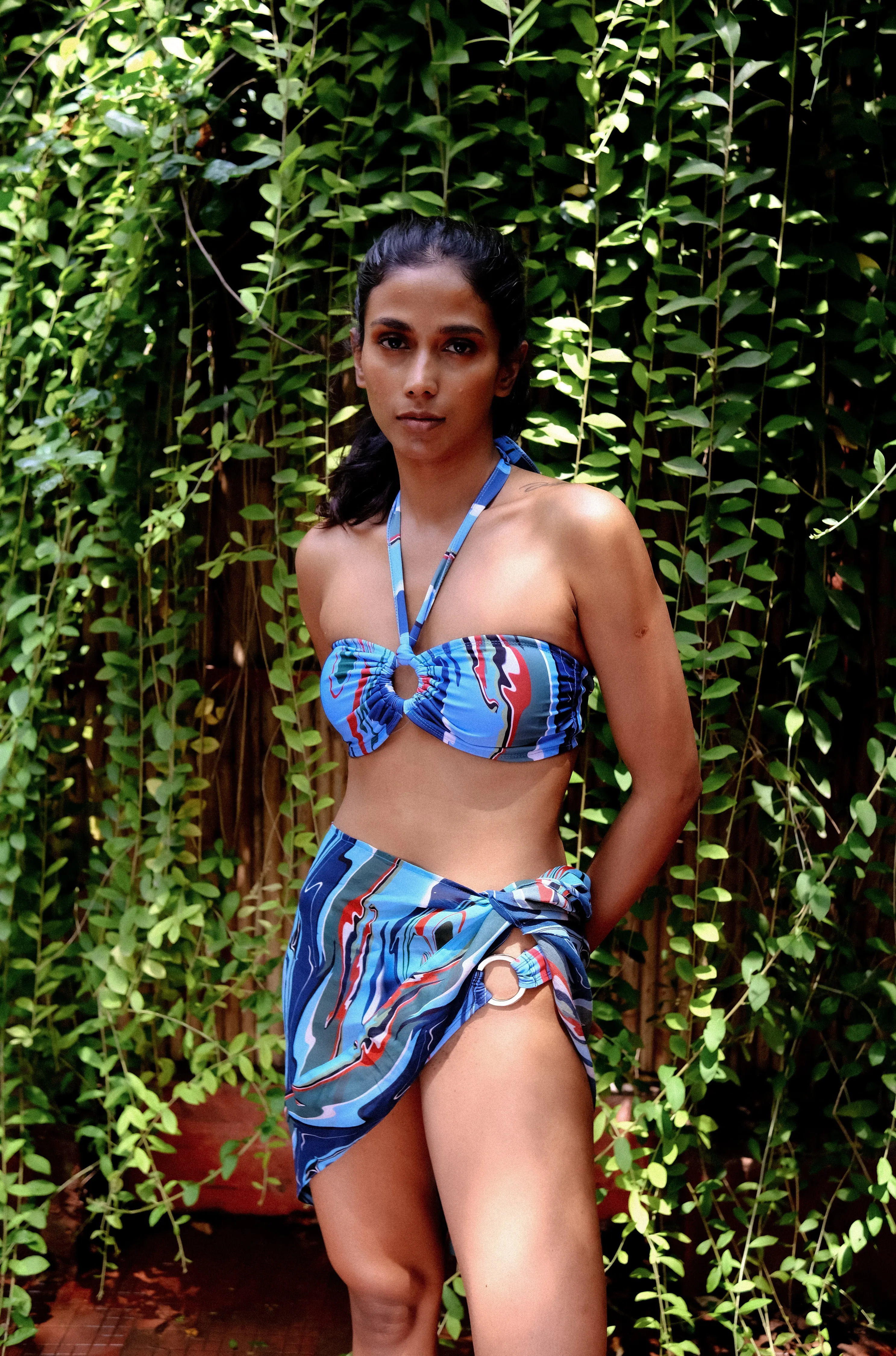 Cosmic Wave Ring Bikini Top with Removable Halter String