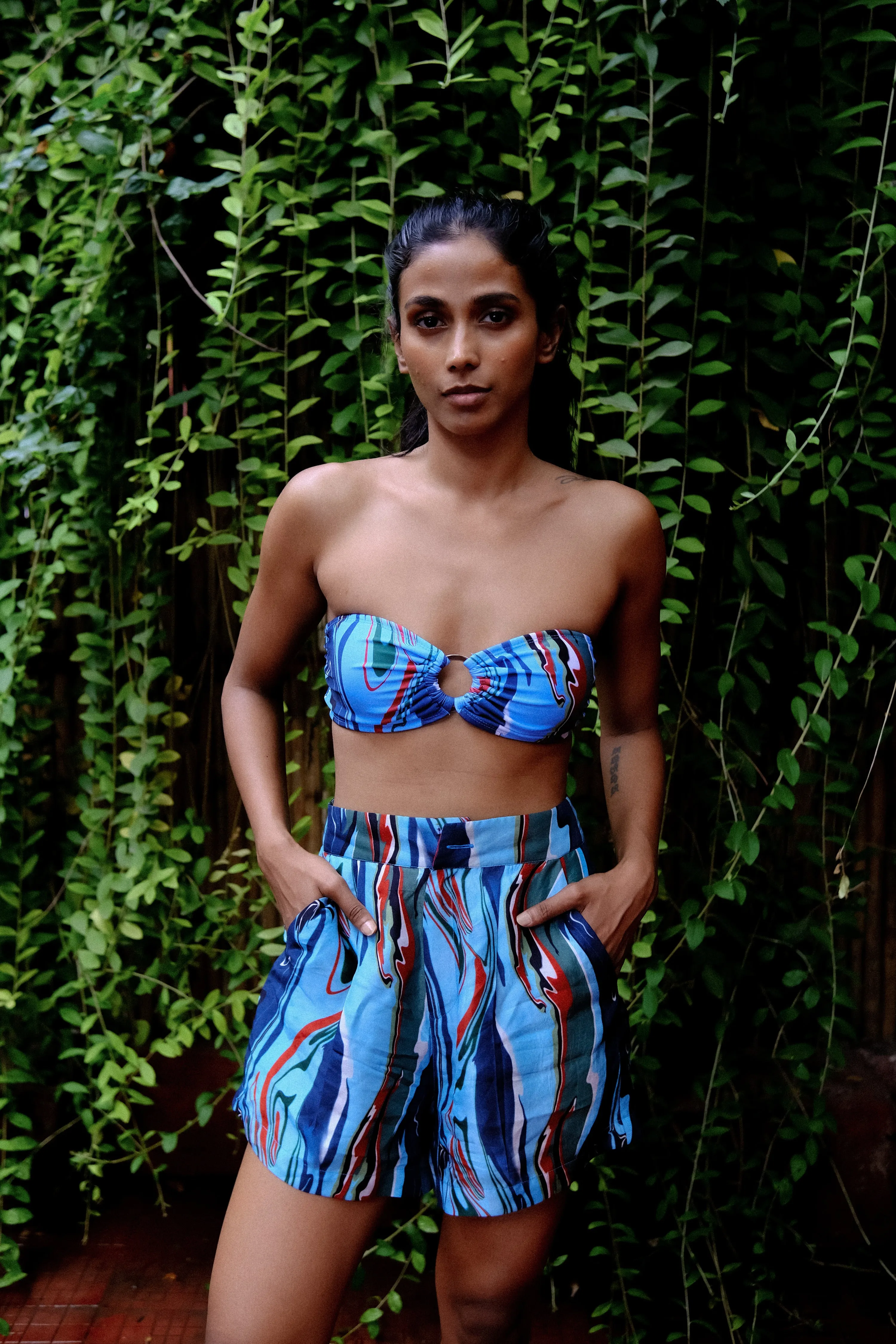 Cosmic Wave Ring Bikini Top with Removable Halter String