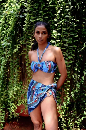 Cosmic Wave Ring Bikini Top with Removable Halter String
