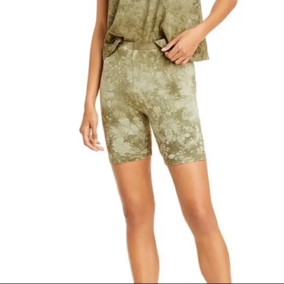 Cotton Citizen Womens Milan Green Tie Dye Terry Midi Bike Shorts Small NWT