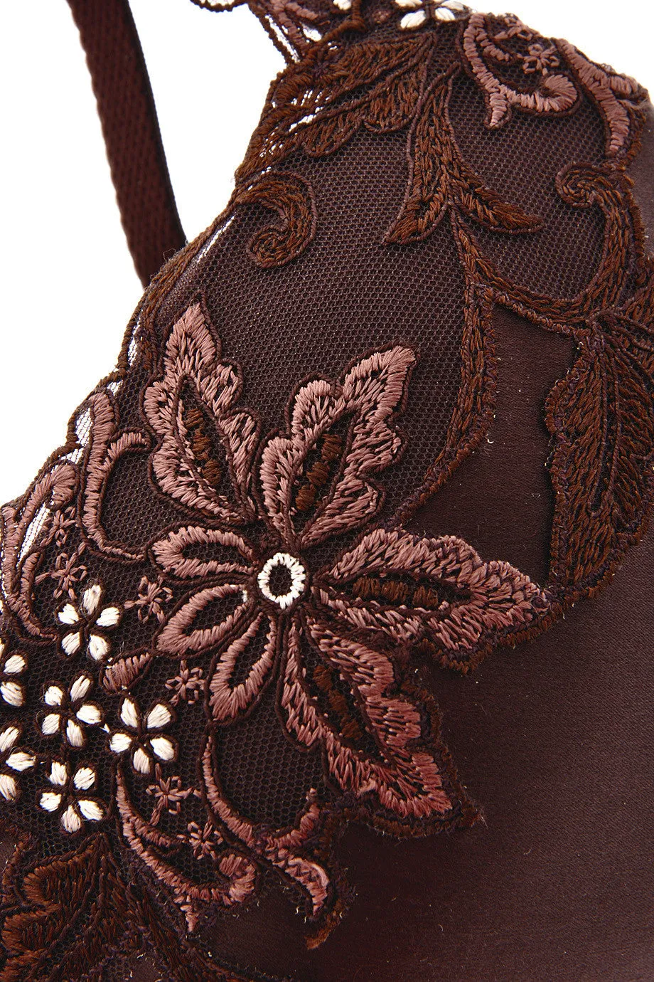 COTTON CLUB FLORAL LACE Brown Bra