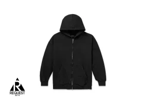 Cotton Zip-Up Hoodie "Washed Black"