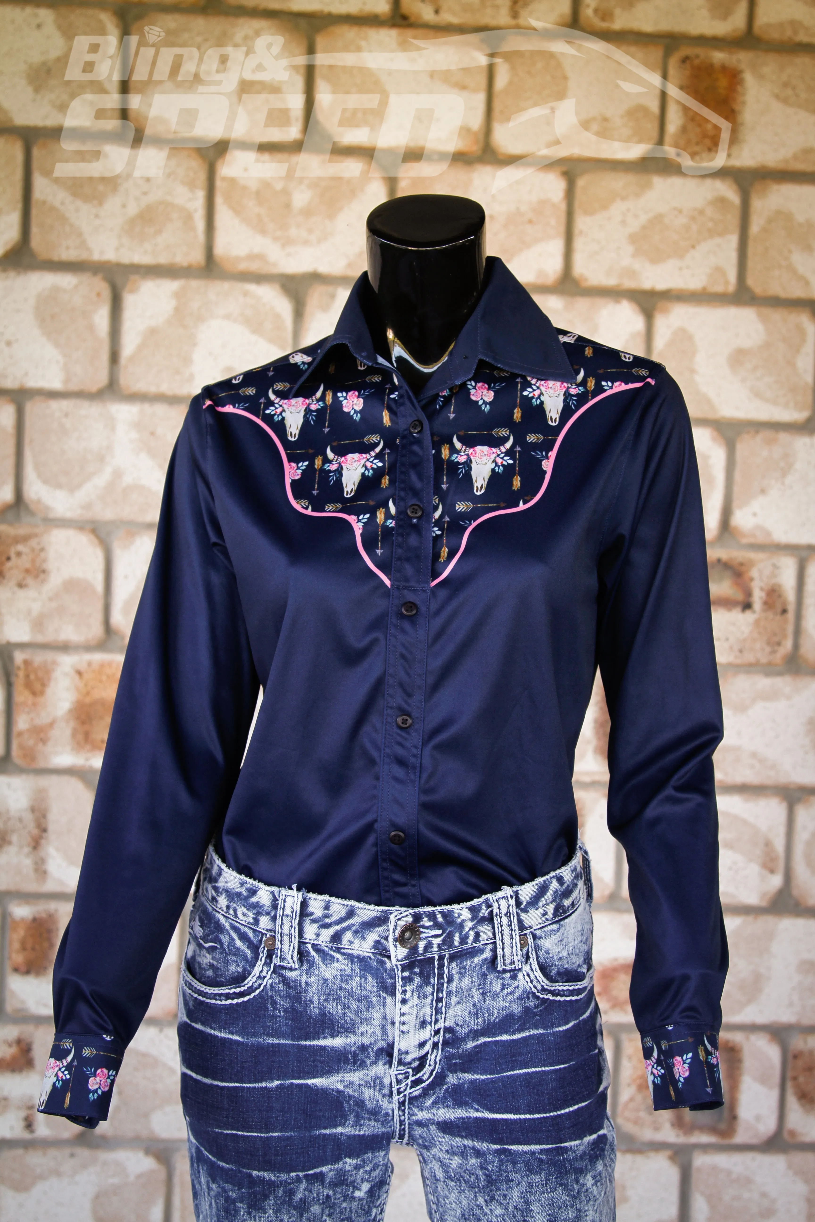 Cow Skull Arena Shirt - Navy