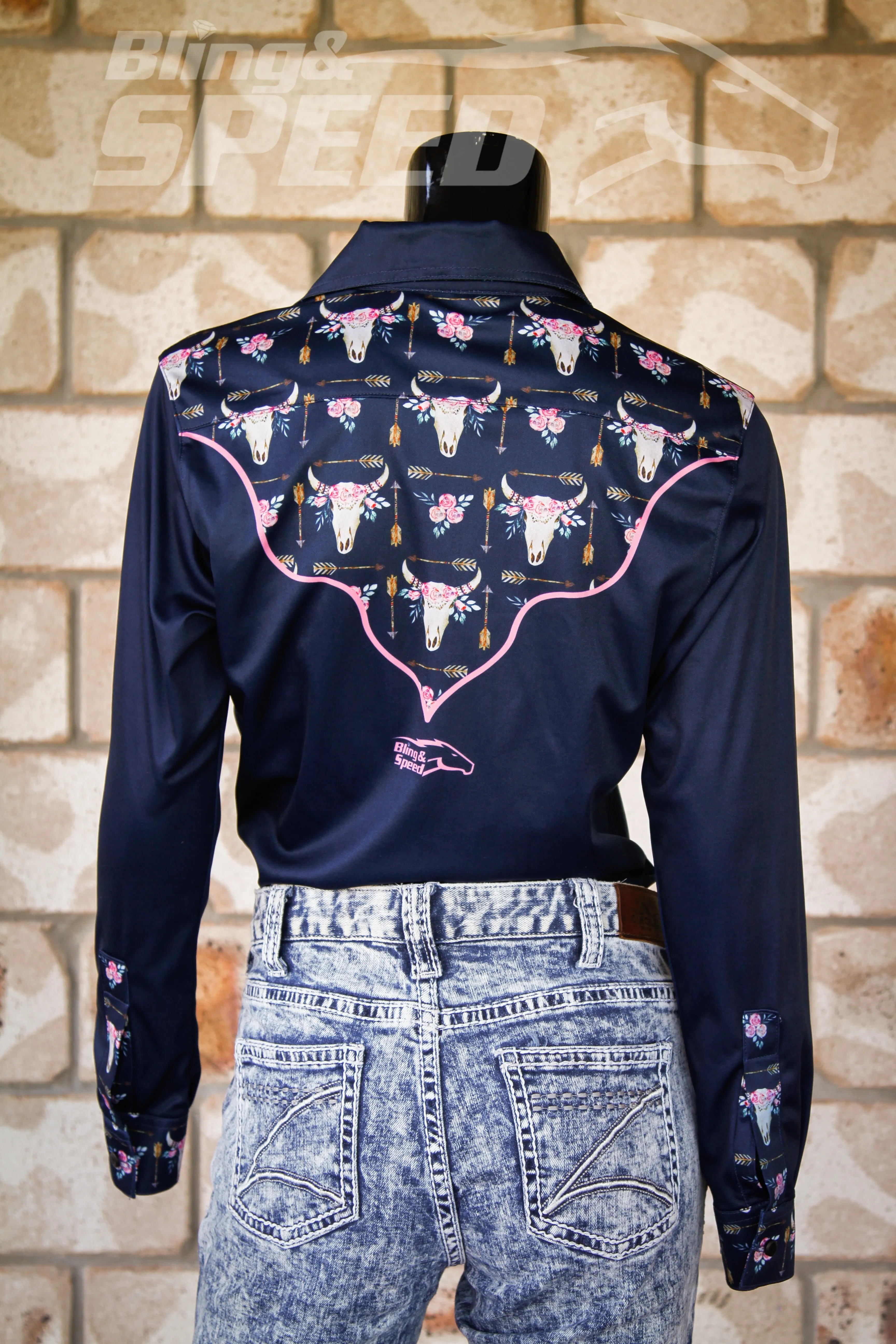 Cow Skull Arena Shirt - Navy