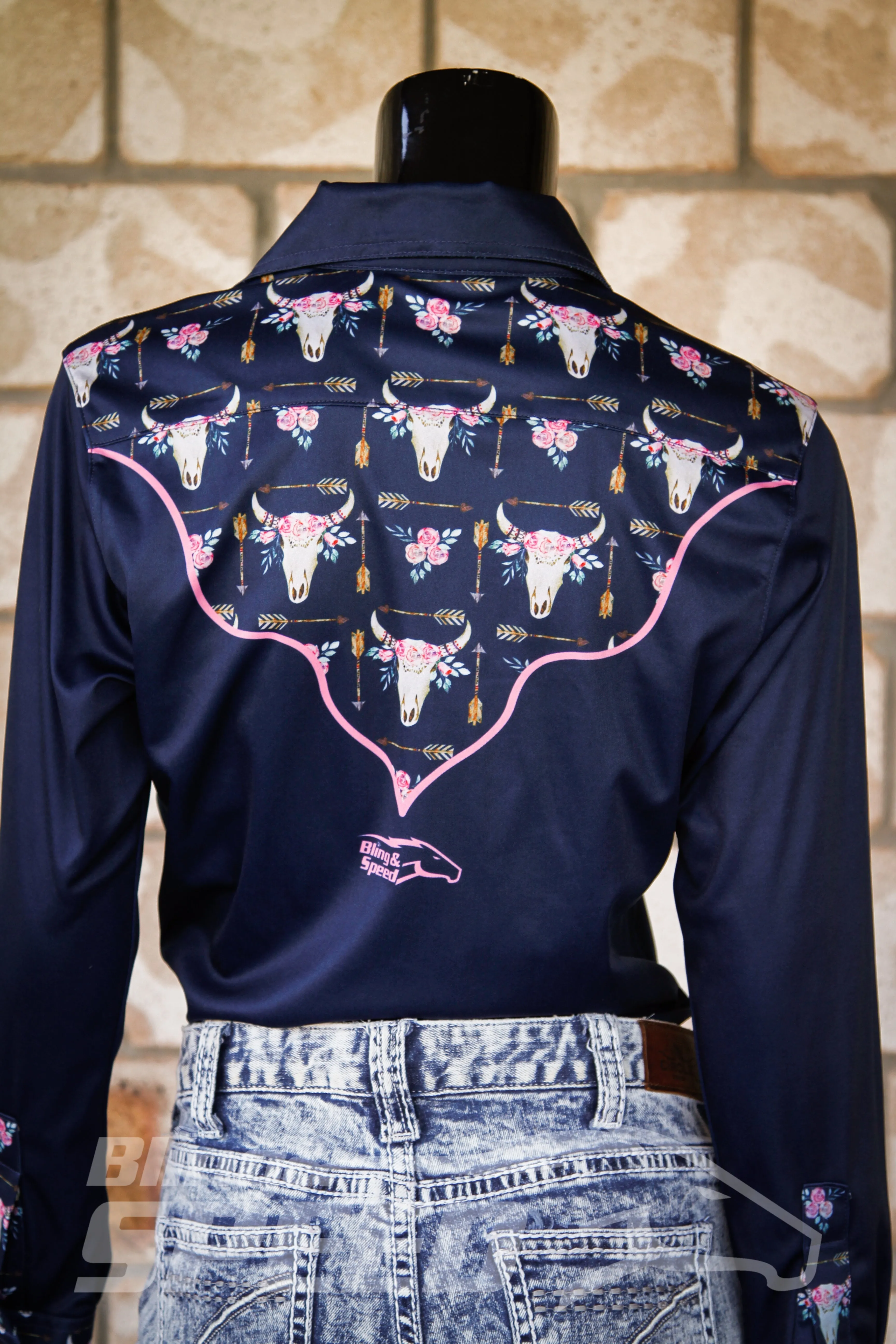 Cow Skull Arena Shirt - Navy