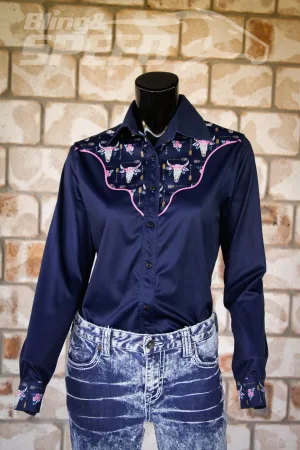 Cow Skull Arena Shirt - Navy
