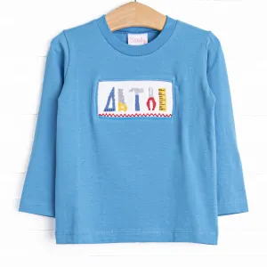 Craftsman Cutie Smocked Top, Blue