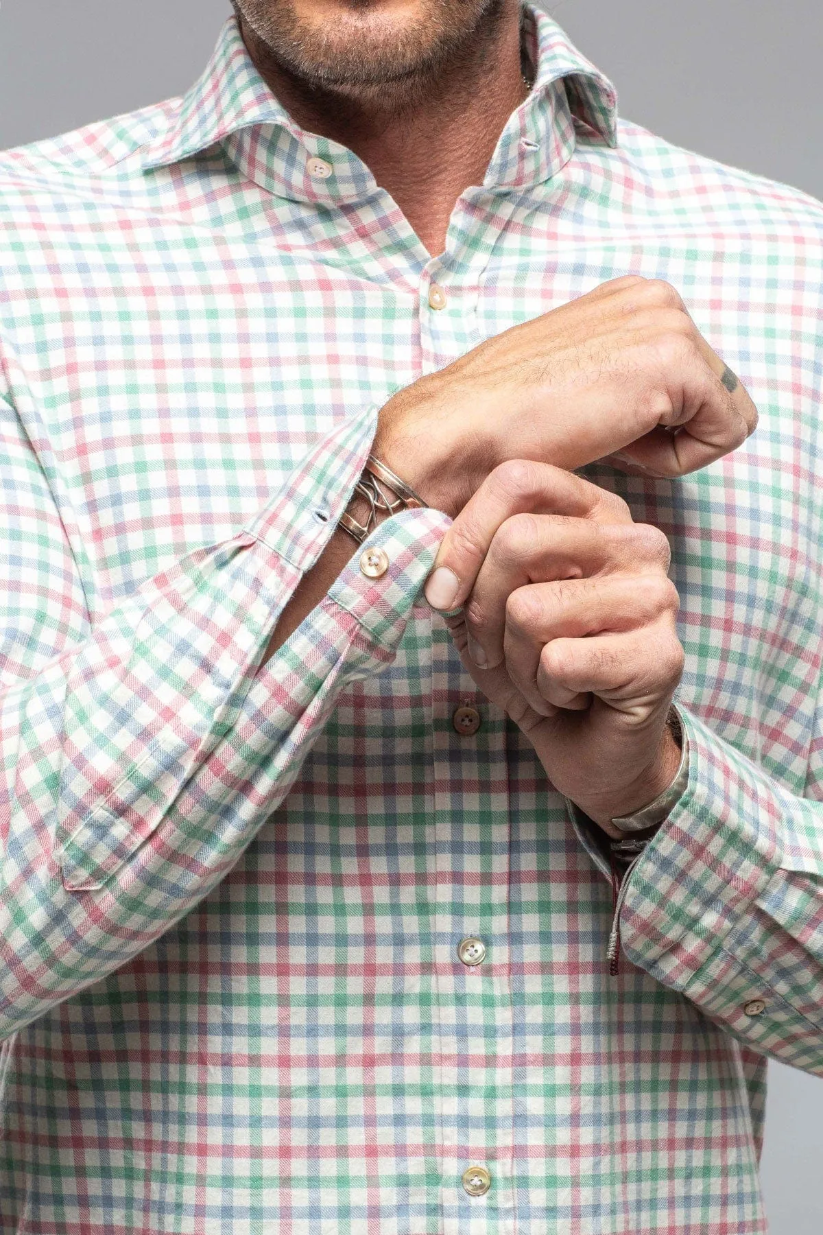 Crater Shirt In Green/Pink Check