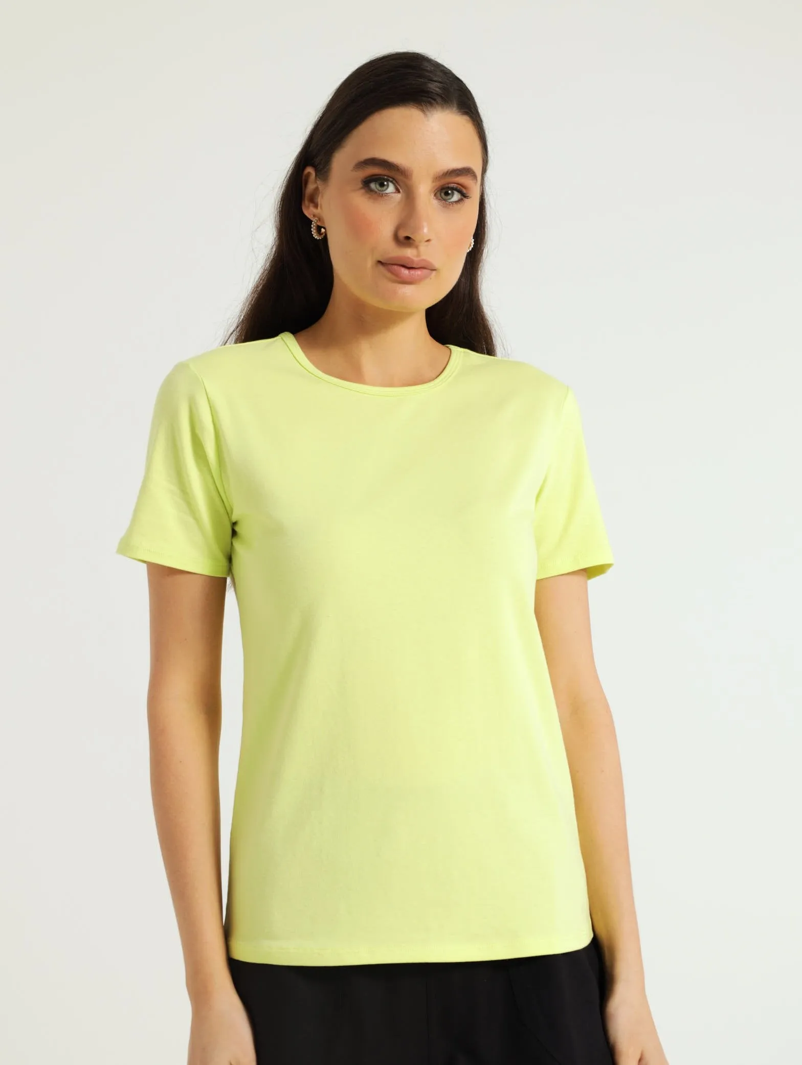 Crew Neck Stretch Tee - Lime