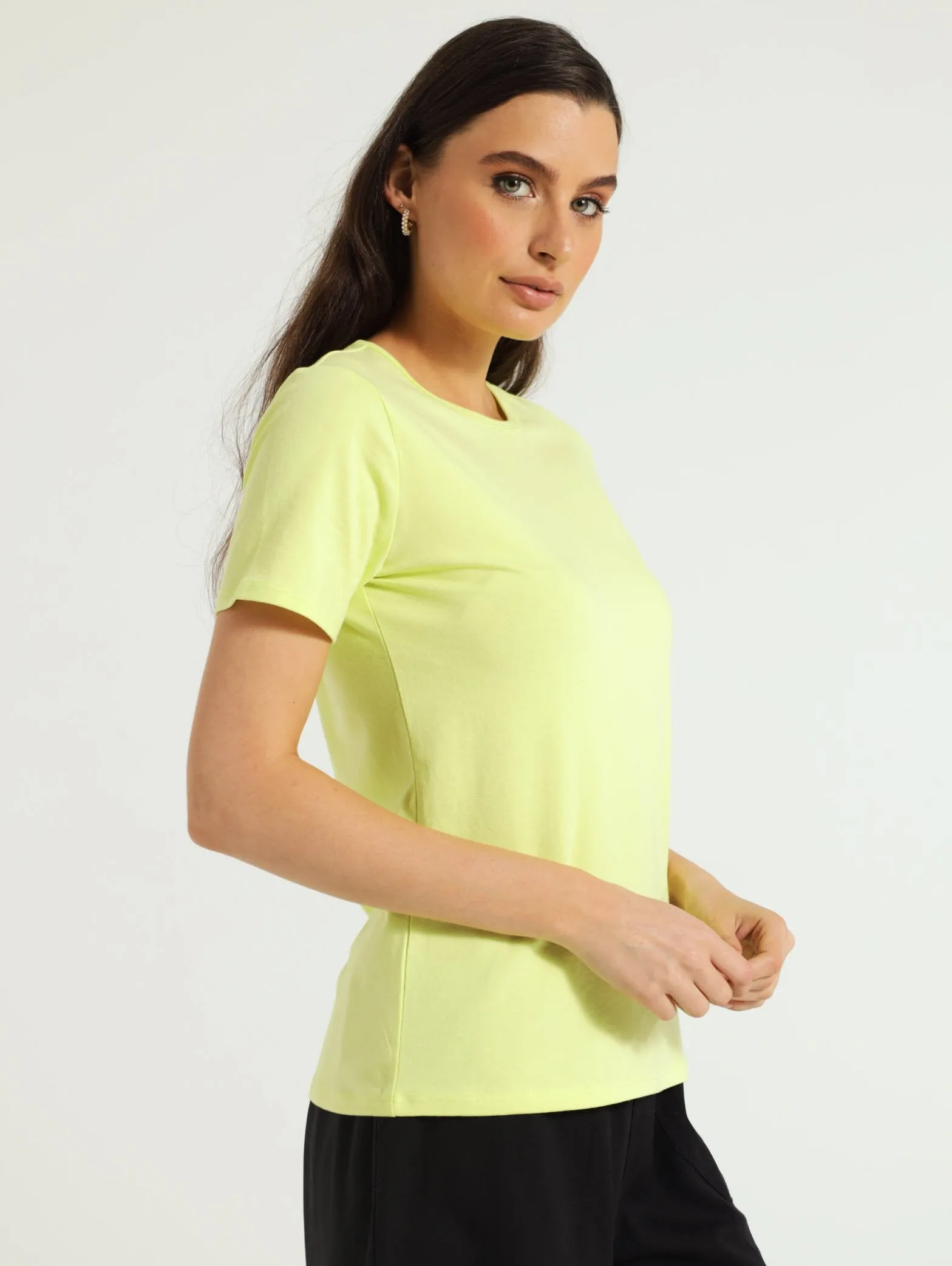 Crew Neck Stretch Tee - Lime