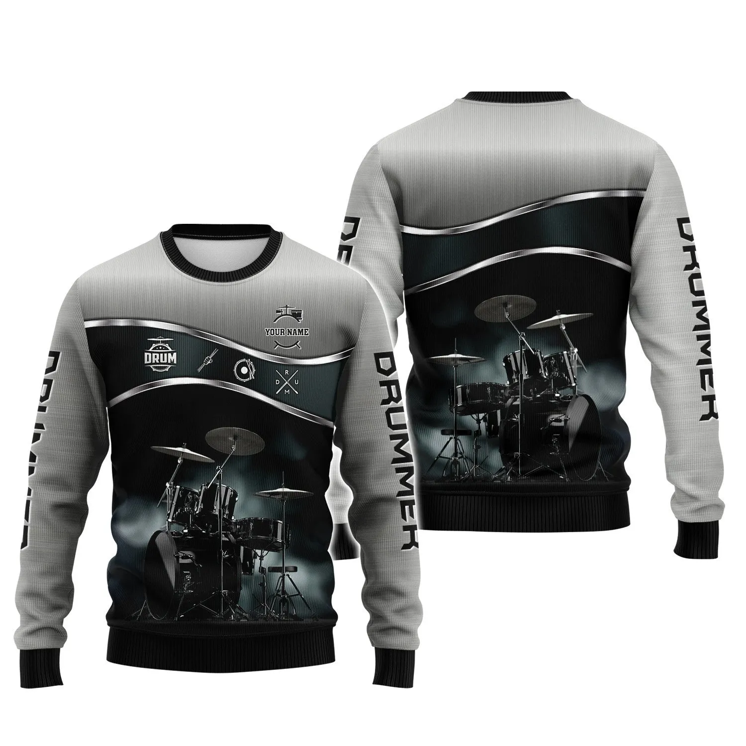 Custom Drummer Shirts Drum Set 3D Full Print Shirt Drums Personalized Name 3D Zipper Hoodie, 3D Hoodie Tshirt