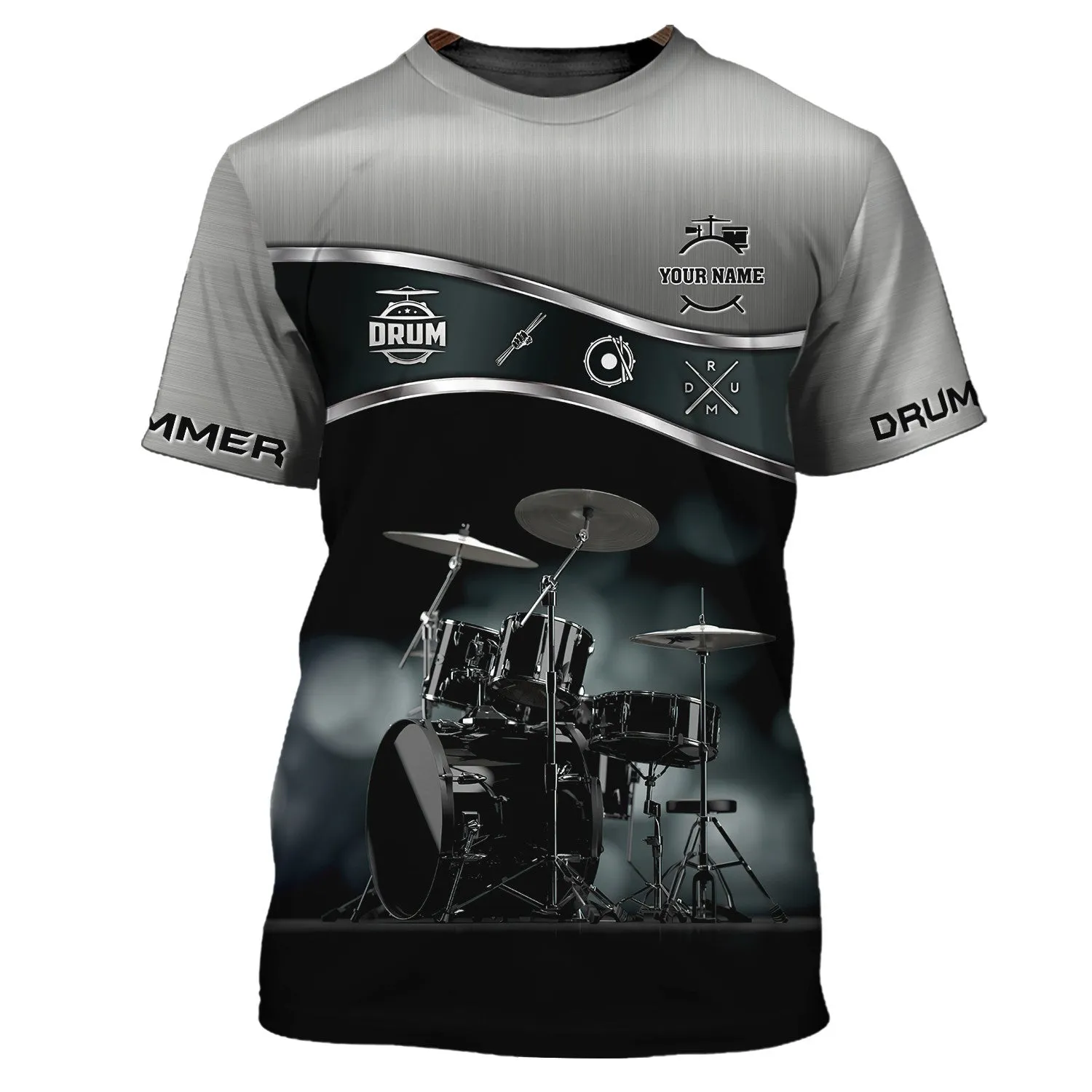 Custom Drummer Shirts Drum Set 3D Full Print Shirt Drums Personalized Name 3D Zipper Hoodie, 3D Hoodie Tshirt